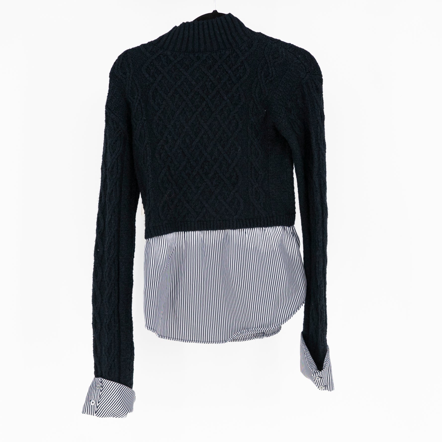 NEW Maeve Anthropologie Cable Knit Cotton Blend Layered Pullover Sweater Blue XS