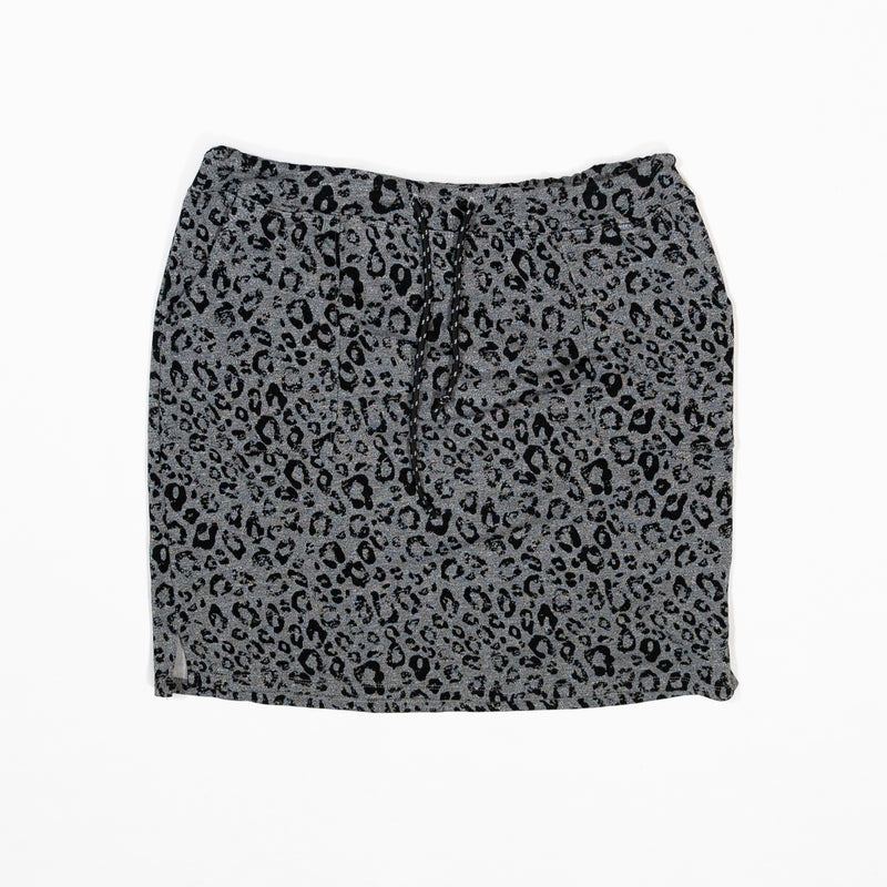 Sundry Cheetah Leopard Animal Print Pattern Mini Saturday Skirt Black Gray L