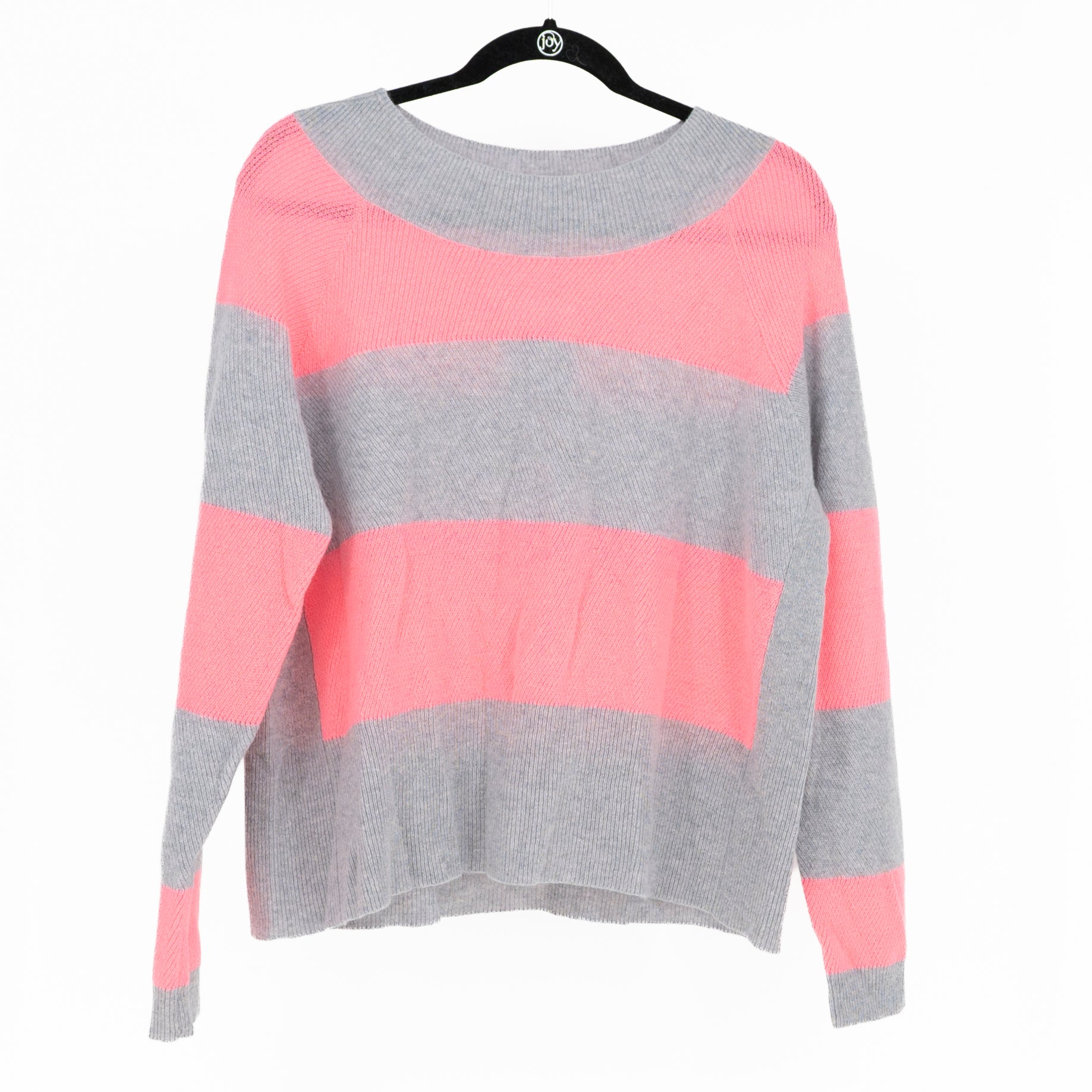 NEW Lisa Todd The Standout Cashmere Knit Crew Neck Sweater Silver Candy Stripe L