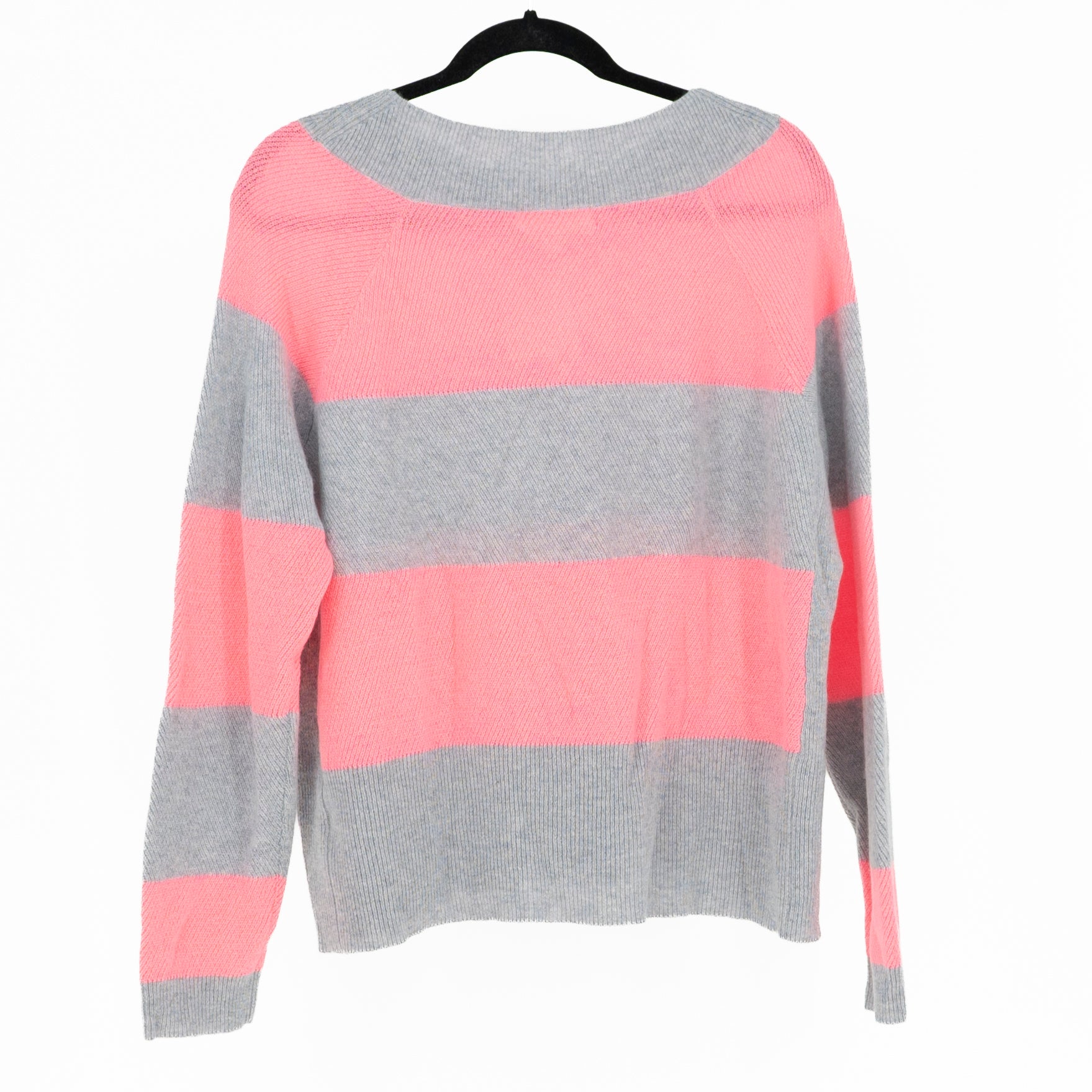 NEW Lisa Todd The Standout Cashmere Knit Crew Neck Sweater Silver Candy Stripe L