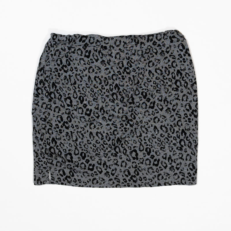 Sundry Cheetah Leopard Animal Print Pattern Mini Saturday Skirt Black Gray L