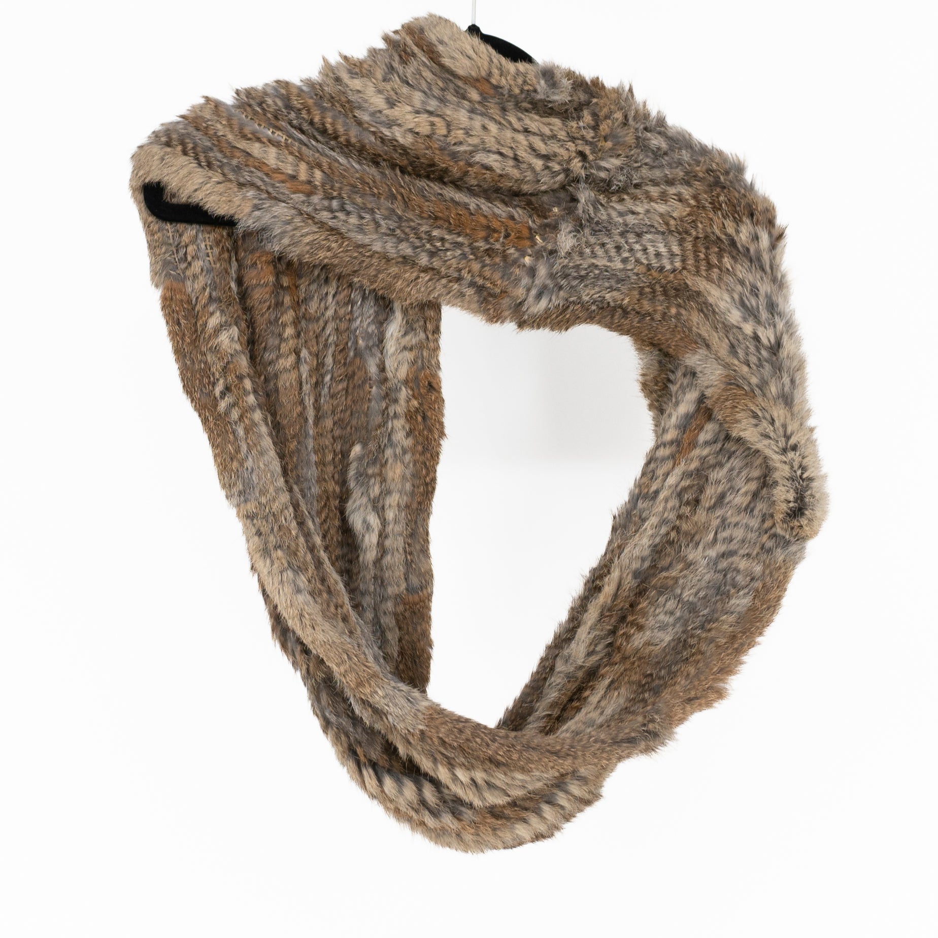 525 America Luxe Natural Rabbit Fur Infinity Scrap Wrap Shawl Brown Tan
