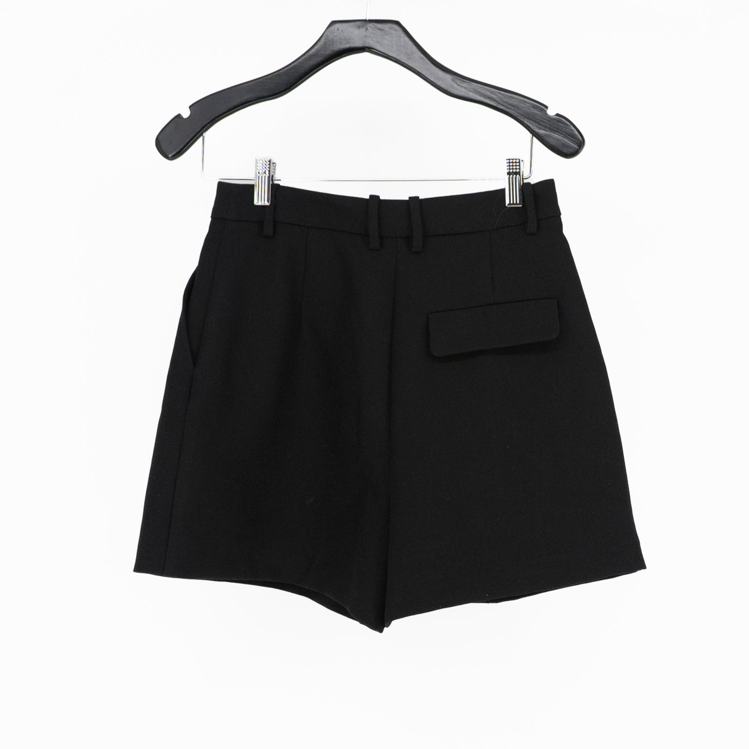 Zara Women's High Waisted Pleated Crepe Mini Shorts Black Small