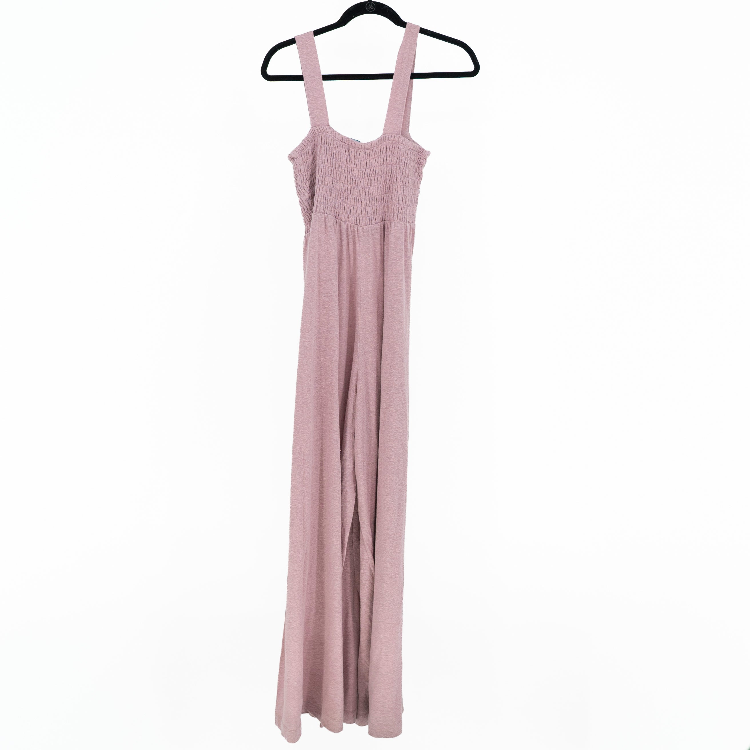 Free People Beach Homecoming Linen Blend Smocked Jumpsuit Jumper Pink Salt M