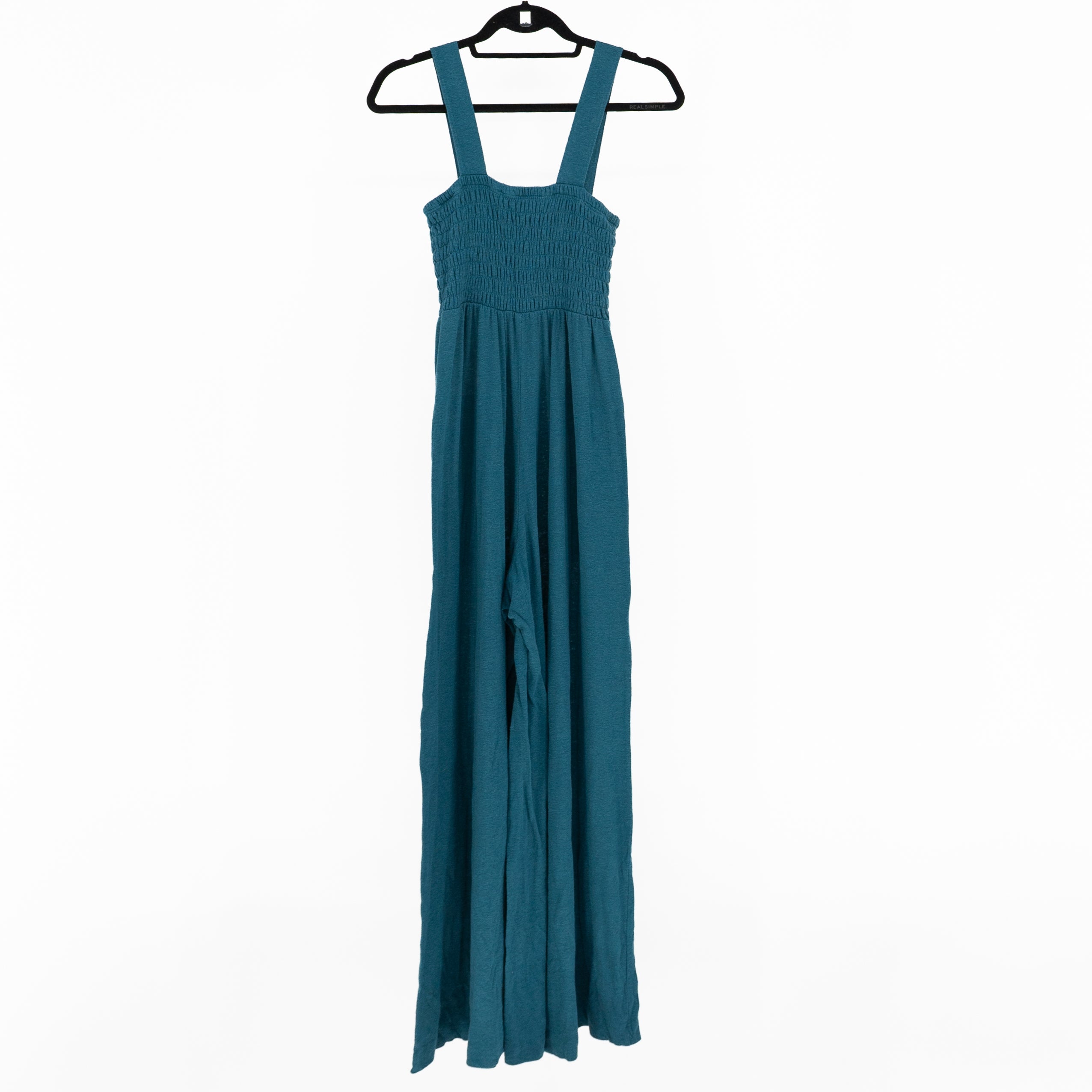 Free People Beach Homecoming Linen Blend Smocked Jumpsuit Jumper Super Sonic S