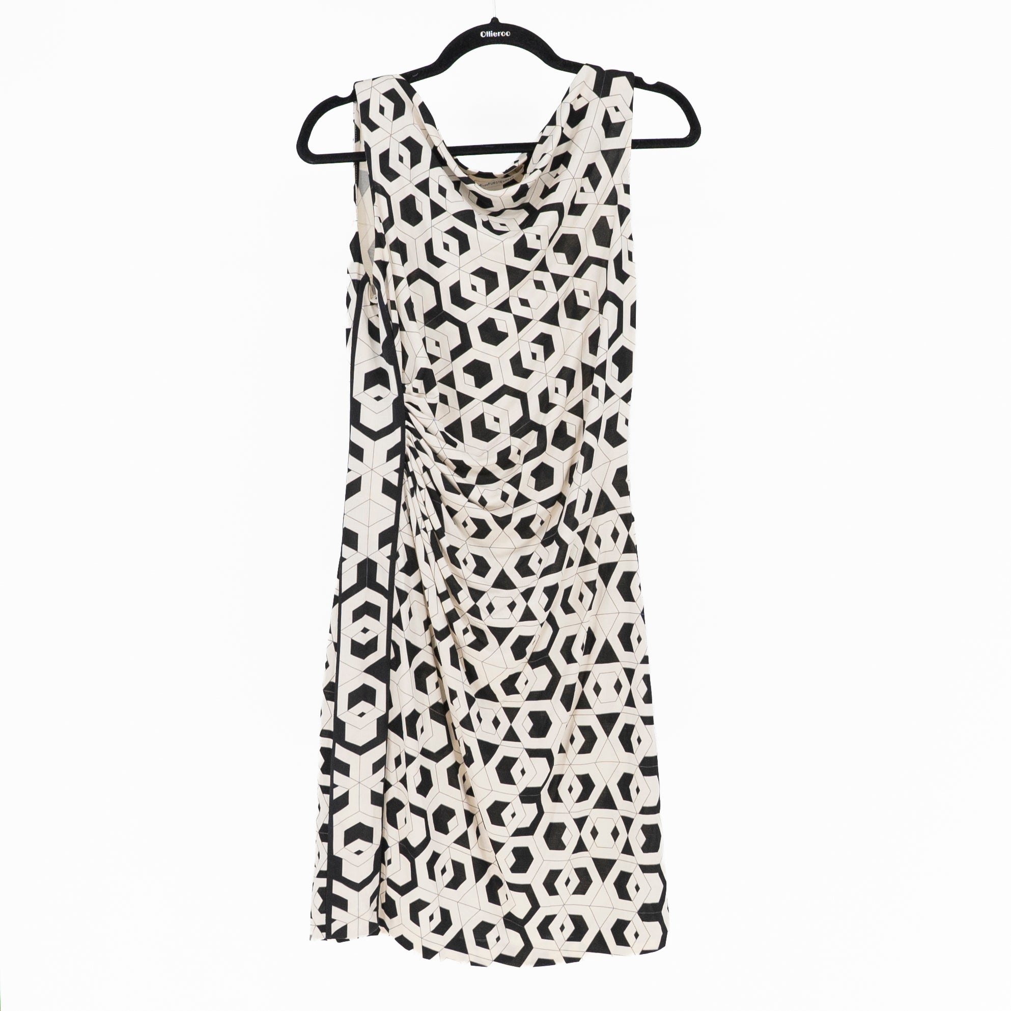 Diane Von Furstenberg Glasmary Silk Jersey Knit Draped Ruched Mini Shift Dress