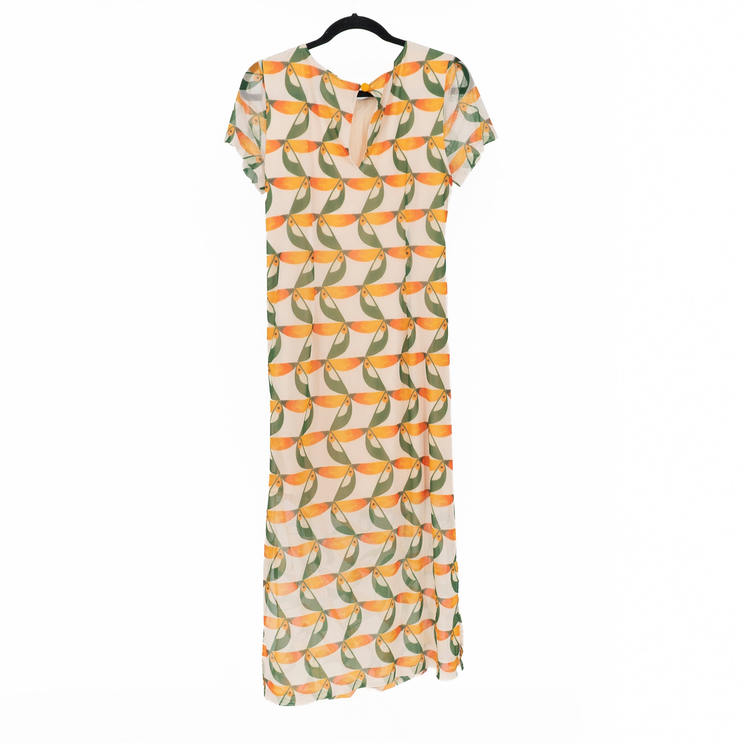 Farm Rio x Anthropologie Toucan Bird Animal Sun Print Pattern Mesh Midi Dress M