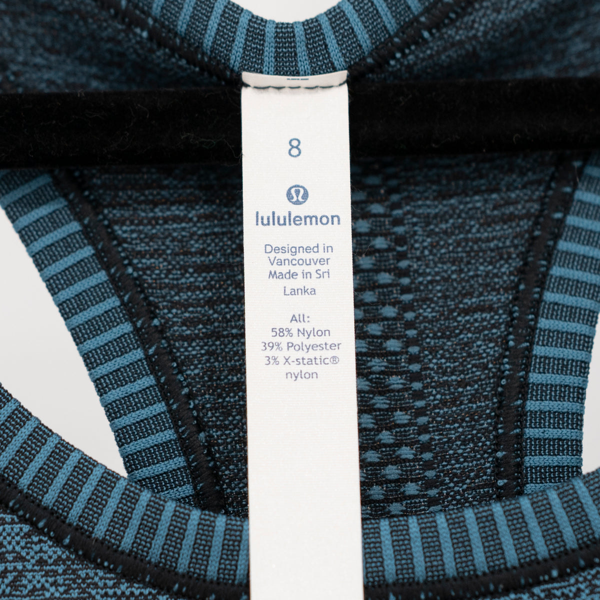 Lululemon Women's Run Swiftly Tech Racerback Sleeveless Tank Top Blue Black 8