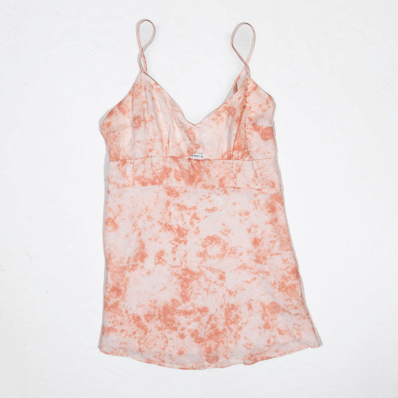 NEW Abercrombie & Fitch Pink Cream Tie Dye Print Pattern Cut Out Mini Slip Dress