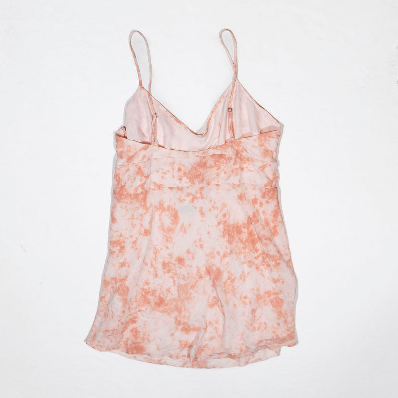 NEW Abercrombie & Fitch Pink Cream Tie Dye Print Pattern Cut Out Mini Slip Dress