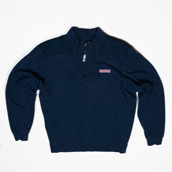 Vineyard Vines Cotton Terry Lined Quarter Zip Pullover Shep Shirt Sweater Blue S