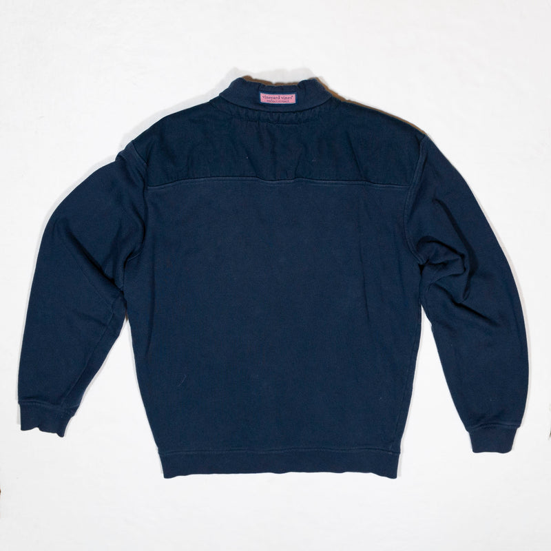 Vineyard Vines Cotton Terry Lined Quarter Zip Pullover Shep Shirt Sweater Blue S