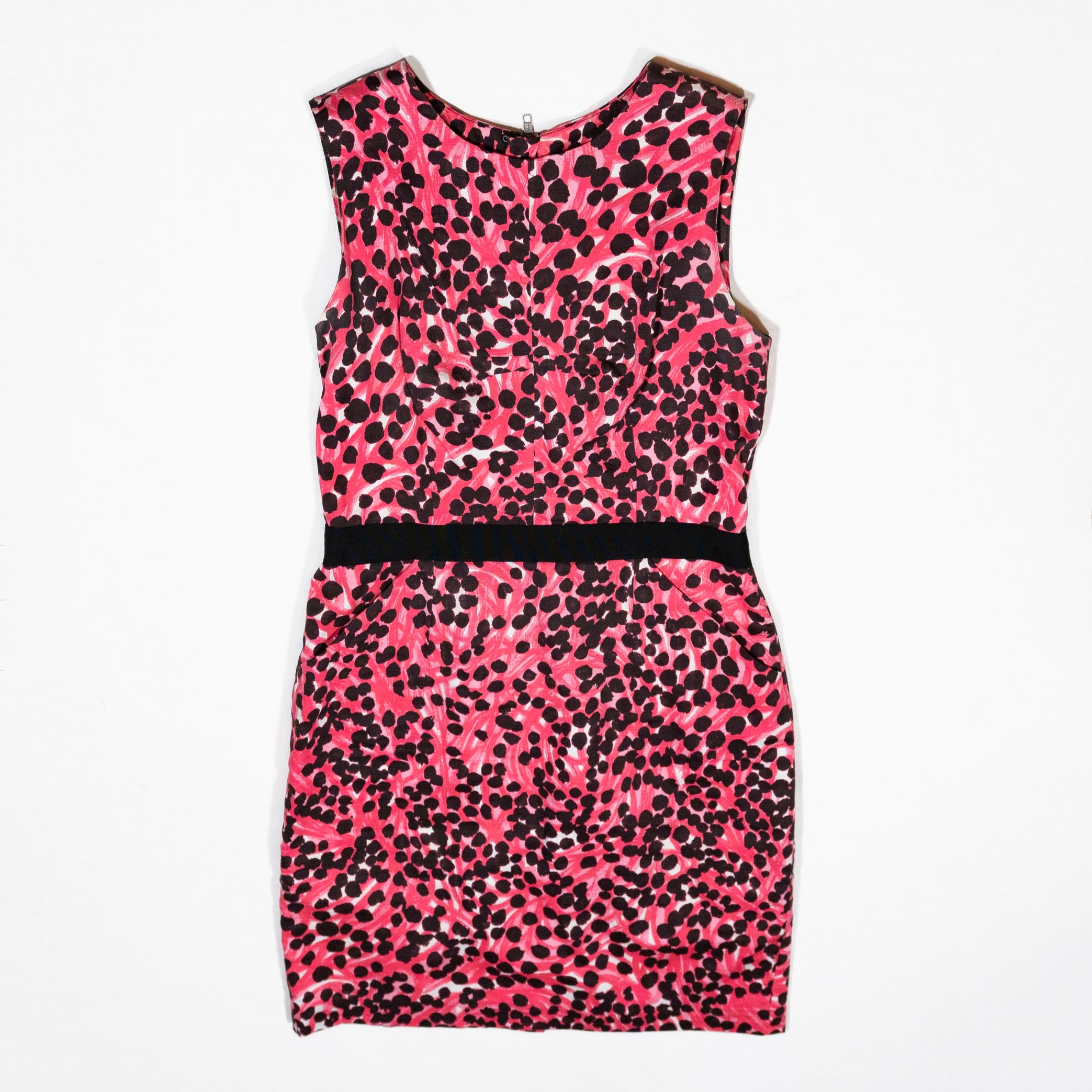 Milly Pink Black Cheetah Leopard Animal Print Pattern Cotton Mini Shift Dress 12