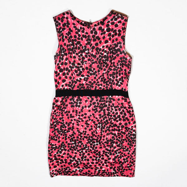 Milly Pink Black Cheetah Leopard Animal Print Pattern Cotton Mini Shift Dress 12