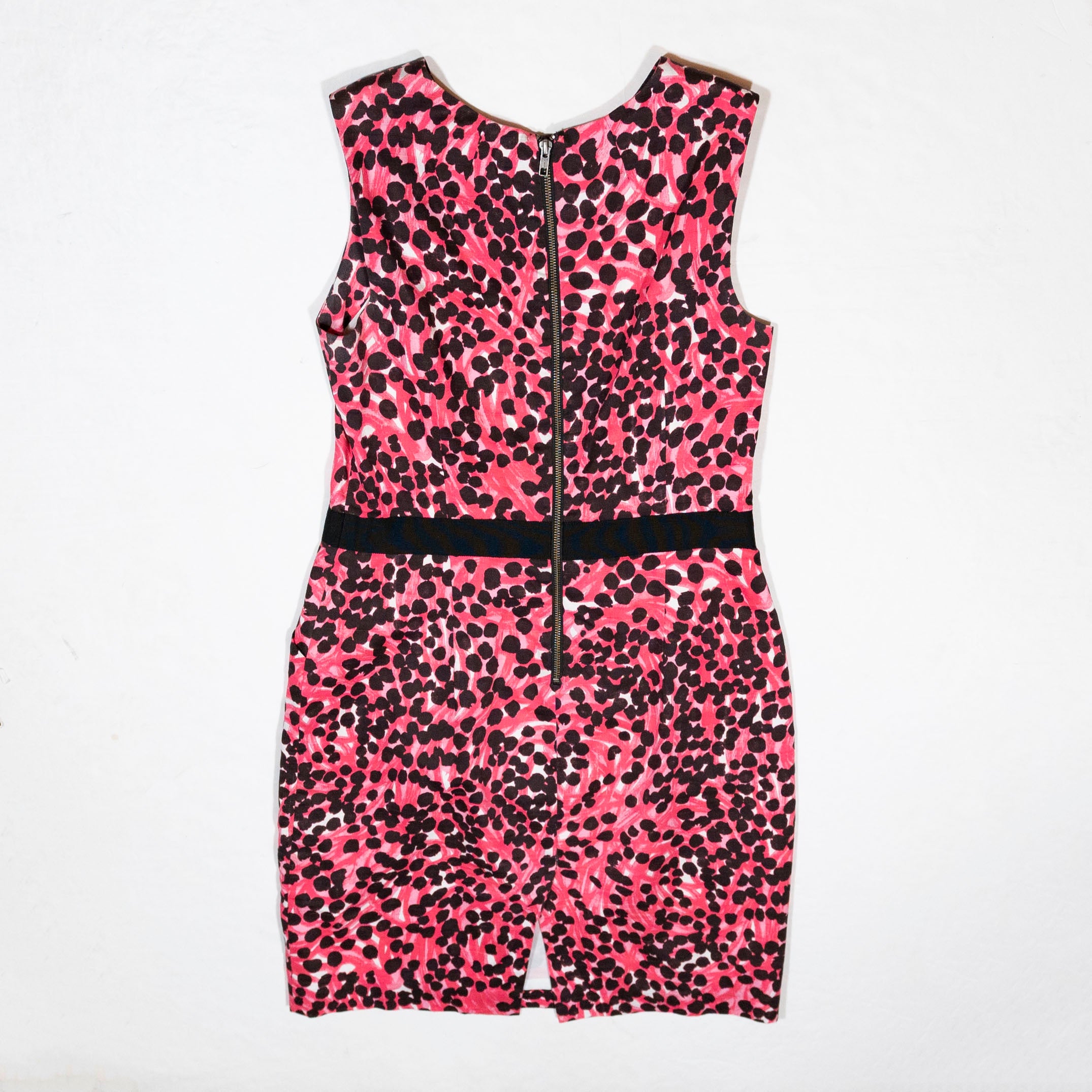 Milly Pink Black Cheetah Leopard Animal Print Pattern Cotton Mini Shift Dress 12
