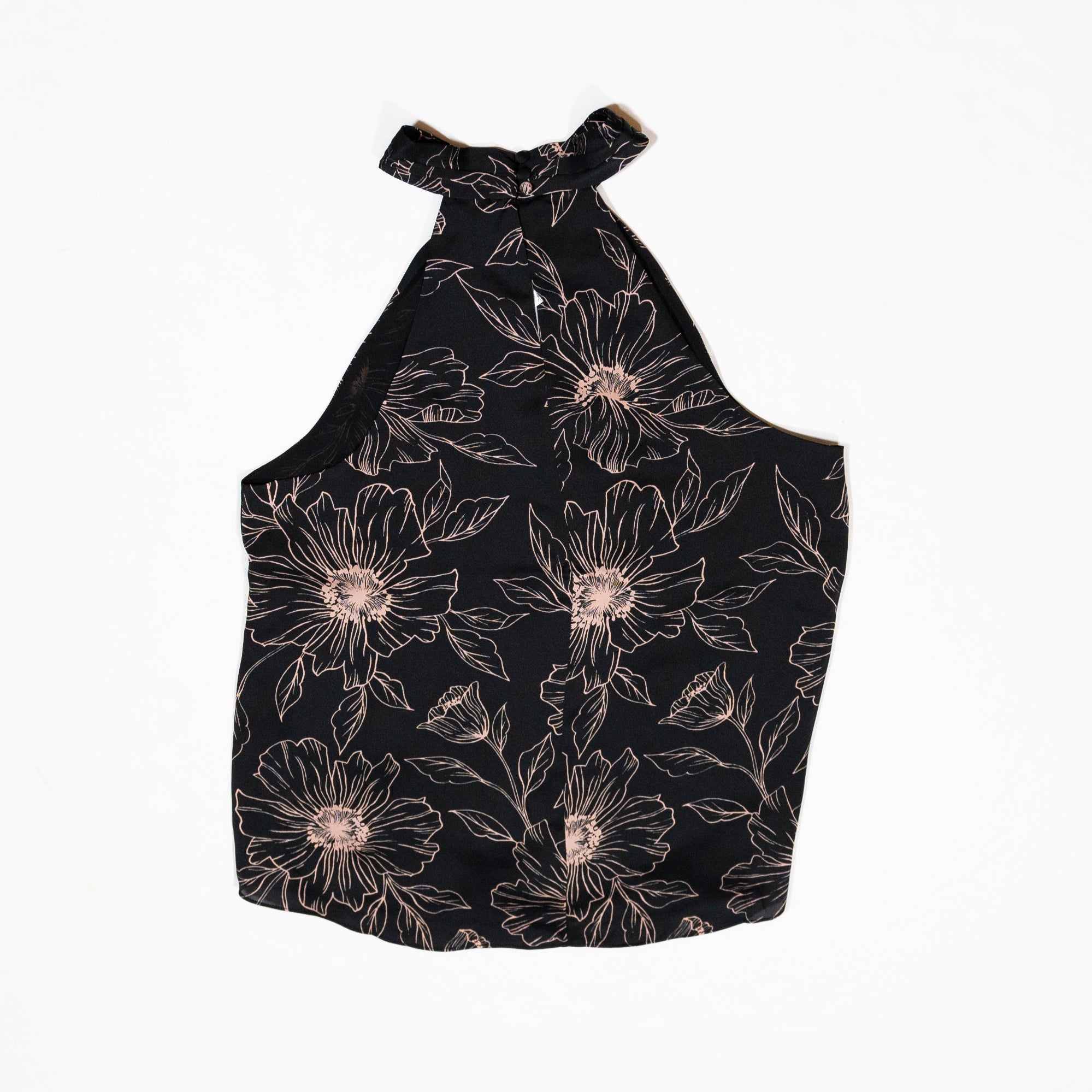 NEW Joie Cedra B Silk Chiffon Halter Neck Cut Out  Caviar Floral Print Blouse