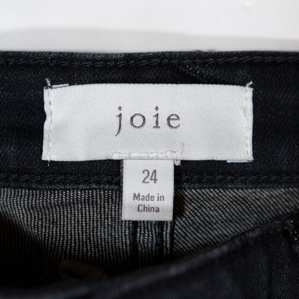 NEW Joie Denim Park Skinny E Cotton Stretch Zipper Details Noir Black Jeans 24