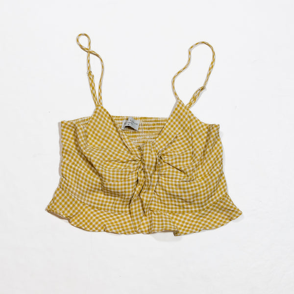 Dress Forum Picnic In France Yellow White Gingham Print Tie Front Tank Top M