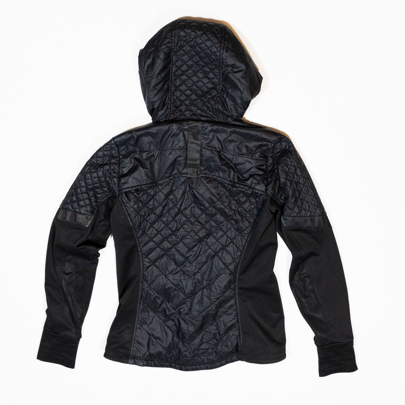 Athleta Women's Nylon Quilted Microfiber Fleece Full Zip Hooded Athletic Jacket