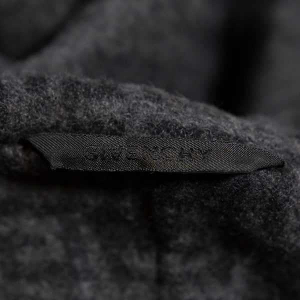 Givenchy Wool Felt Oversize Logo Shawl Collar Belted Midi Overcoat Jacket Gray S