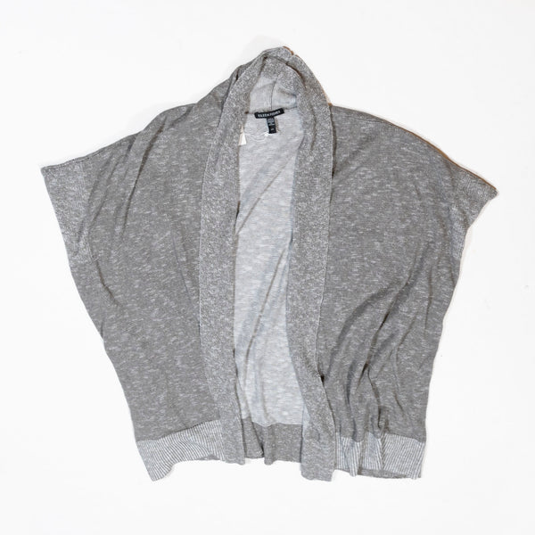 NEW Eileen Fisher Organic Linen Cotton Lightweight Slub Open Front Cardigan Gray