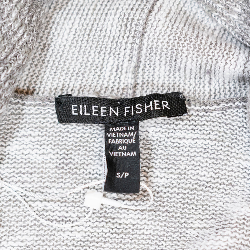 NEW Eileen Fisher Organic Linen Cotton Lightweight Slub Open Front Cardigan Gray