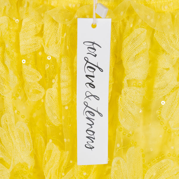 NEW For Love And Lemons Emma Semi Sheer Floral Flower Tulle Maxi Dress Yellow S