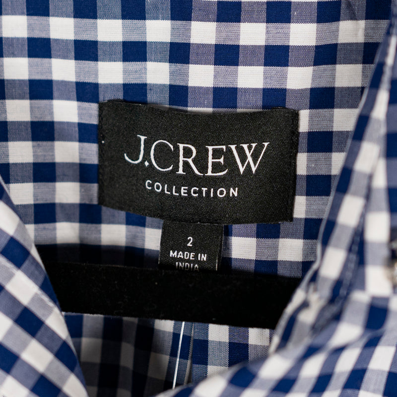 NEW J. Crew Collection Embellished Cotton Poplin Cropped Button-Up Shirt Gingham