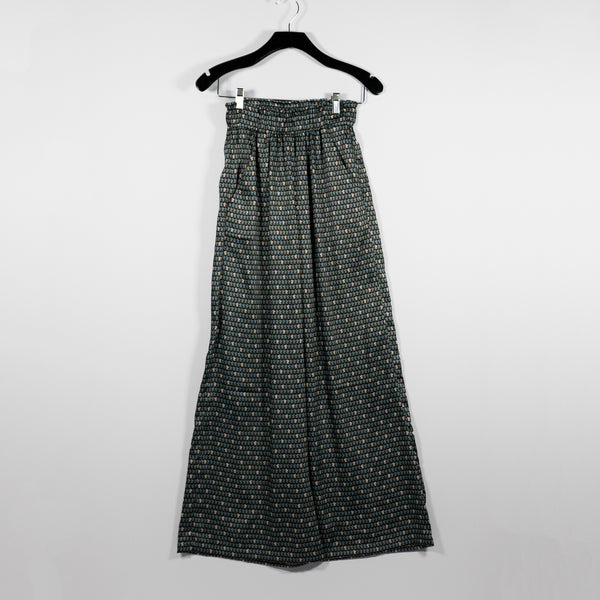 Claudie Pierlot Satin Floaty Wide Leg Mid Rise Small Horse Print Trousers Pants