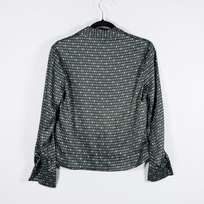 Claudie Pierlot Satin Floaty Collared Long Sleeve Button Down Horse Print Blouse