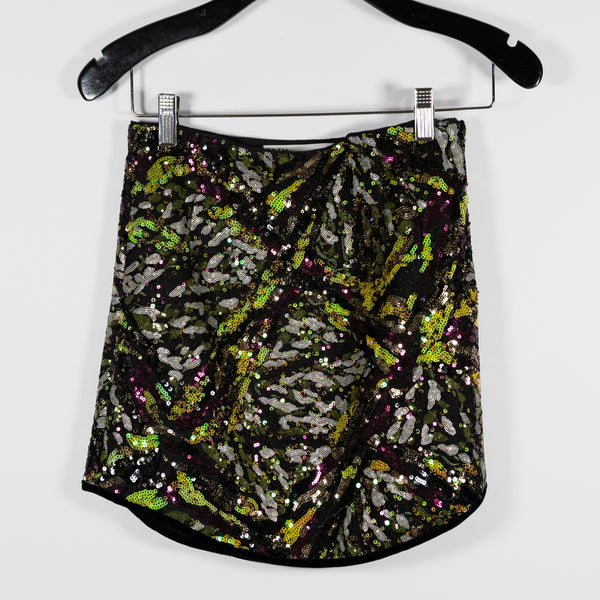 Zara Multi Color Sequin Glitter Sparkle Embellished Mini Skirt XS