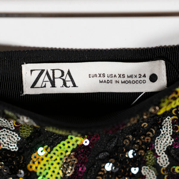 Zara Multi Color Sequin Glitter Sparkle Embellished Mini Skirt XS