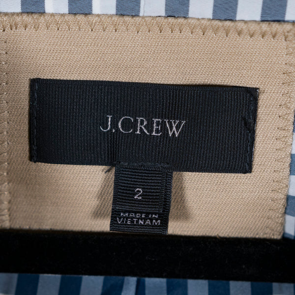 J. Crew Chateau Gingham Lined Cotton Full Zip Water Resistant Trench Jacket Coat