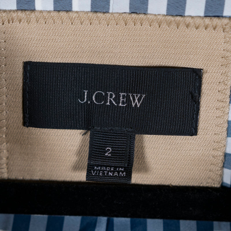 J. Crew Chateau Gingham Lined Cotton Full Zip Water Resistant Trench Jacket Coat