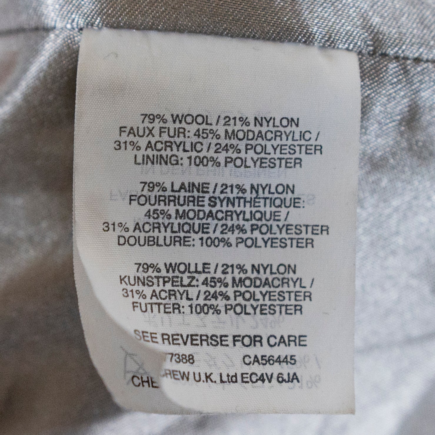 J. Crew Women's Chateau Stadium Cloth Wool Felt Faux Vegan Fur Hood Jacket Coat