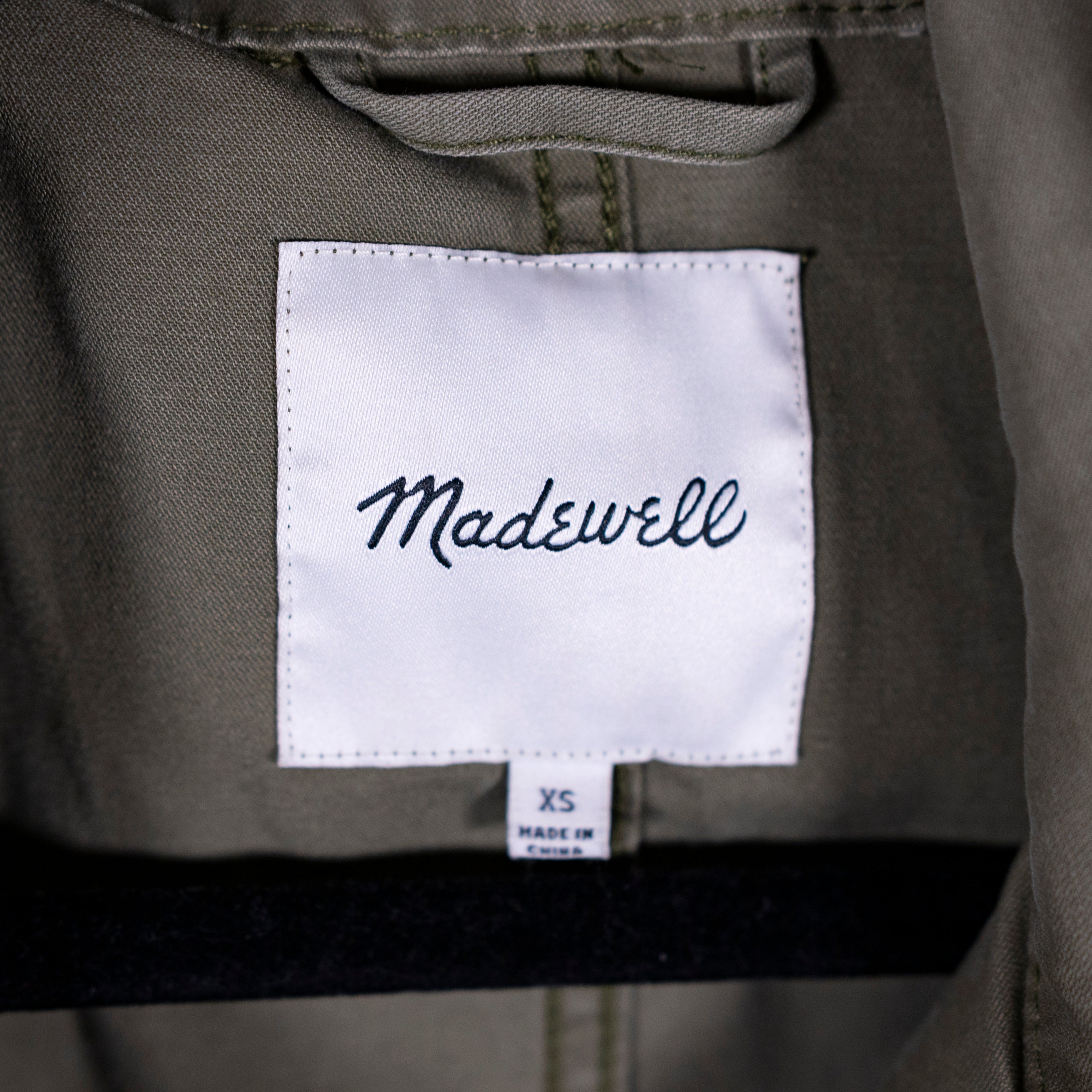 Madewell Women's Passage Cotton Poplin Zip Military Jacket Coat Desert Olive XS