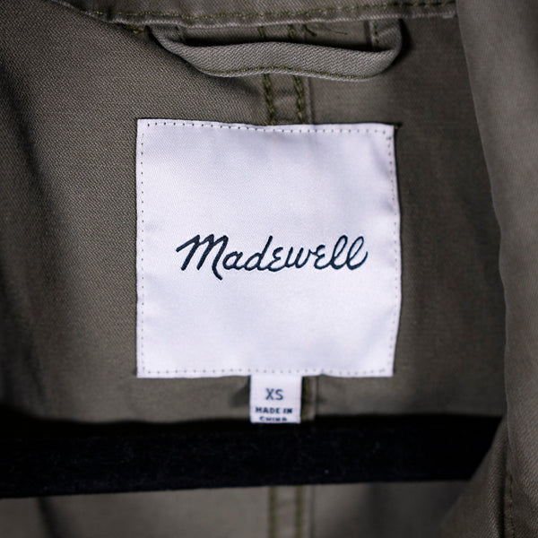 Madewell Women's Passage Cotton Poplin Zip Military Jacket Coat Desert Olive XS