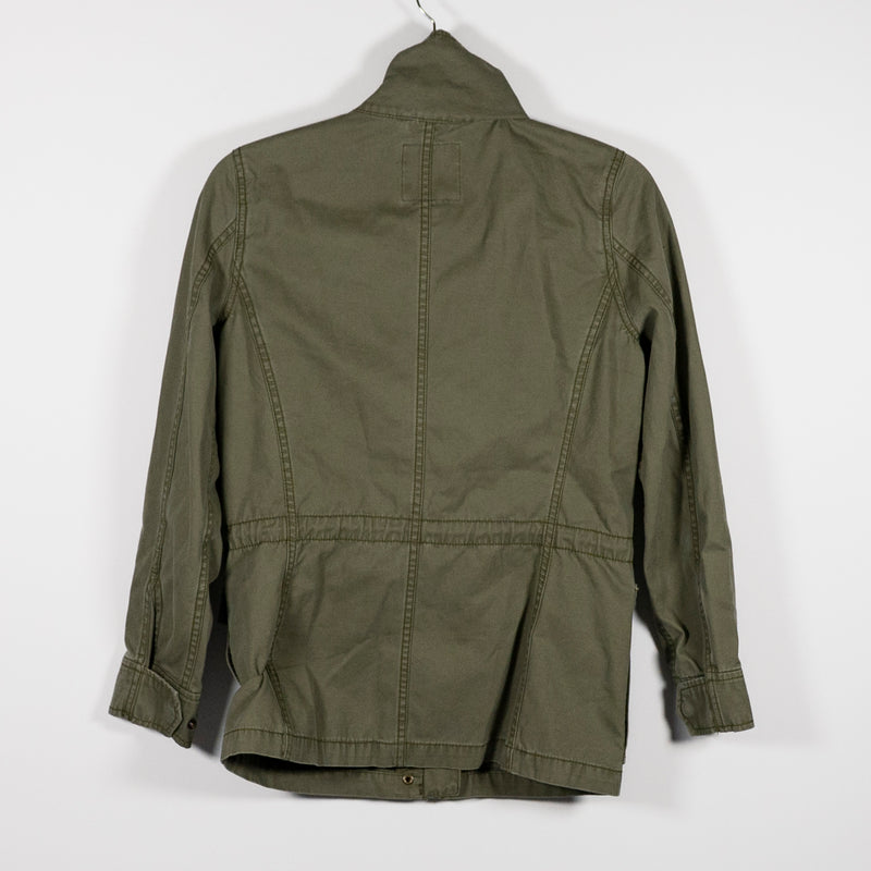 Madewell Women's Passage Cotton Poplin Zip Military Jacket Coat Desert Olive XS