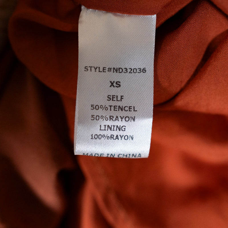 Bohme Smocked Bodice Stretch Pullover V Neck Tiered Midi Dress XS