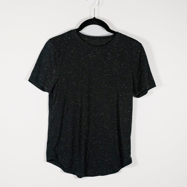 Lululemon Women's Love Crew Neck Short Sleeve Cotton Tee Shirt Black Splatter S