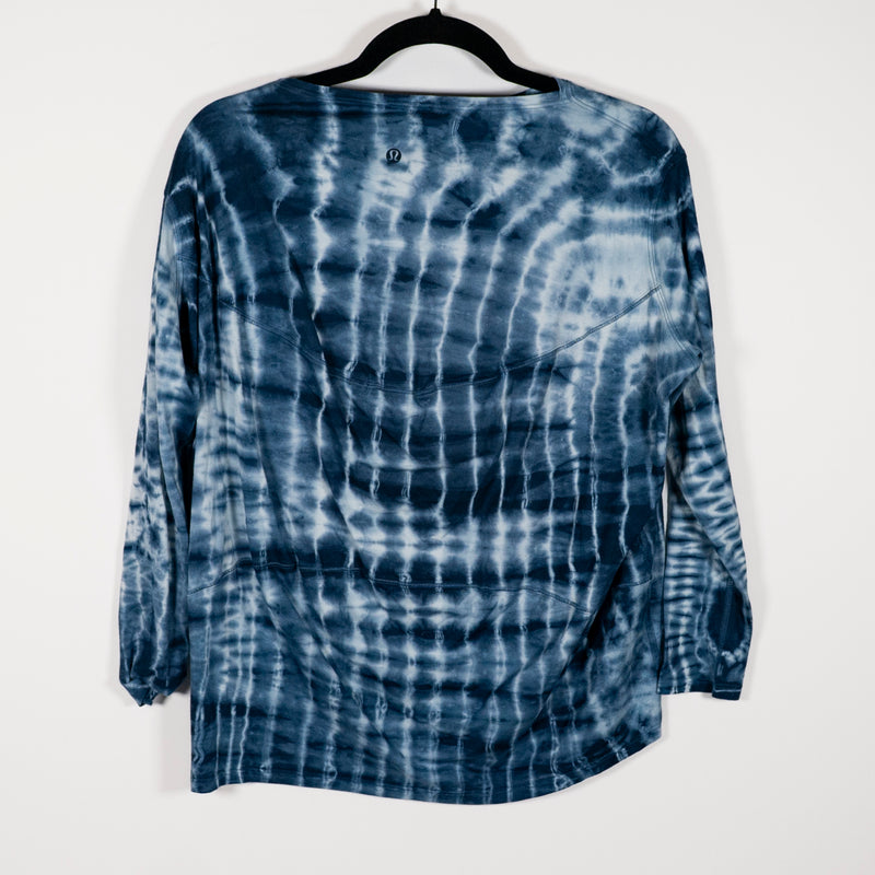 Lululemon Back In Action Long Sleeve Shirt Shibori Square Ocean Air True Navy S