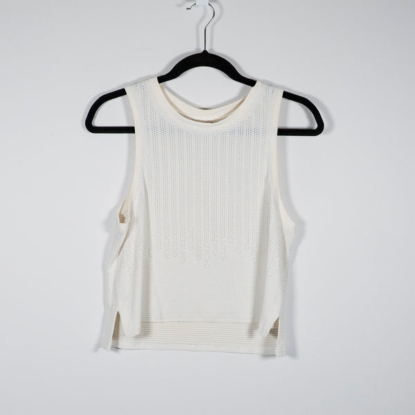 Lululemon Women's Train To Be Tank Stripe Rain Perforated Top Solid White Small&nbsp;
