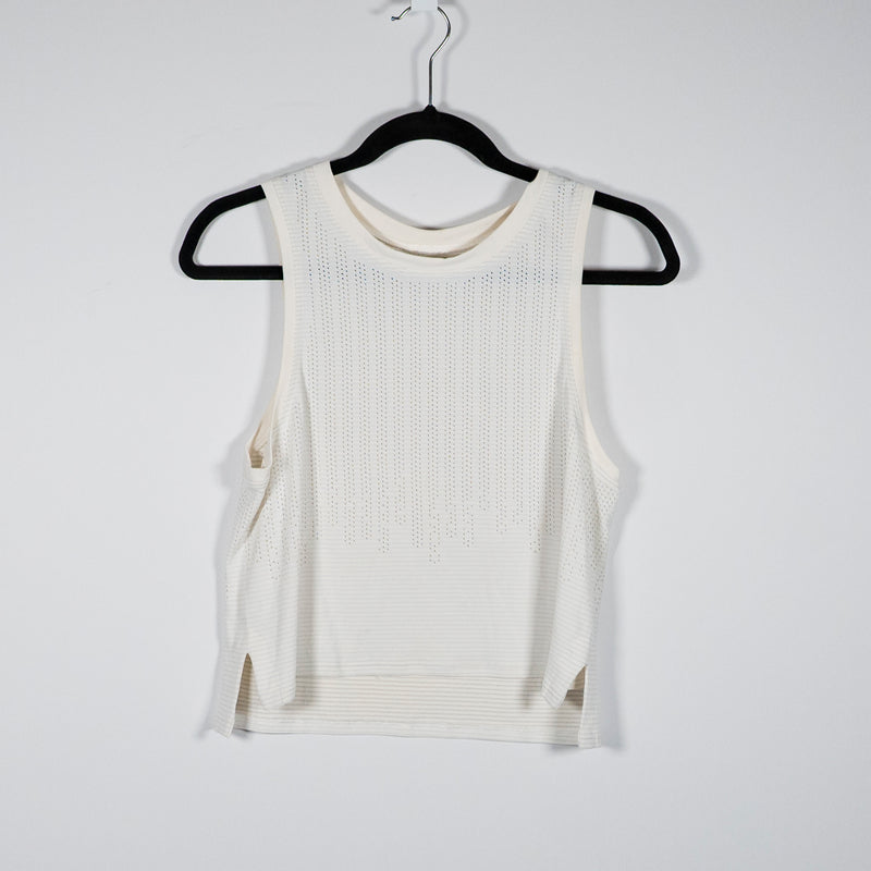 Lululemon Women's Train To Be Tank Stripe Rain Perforated Top Solid White Small&nbsp;