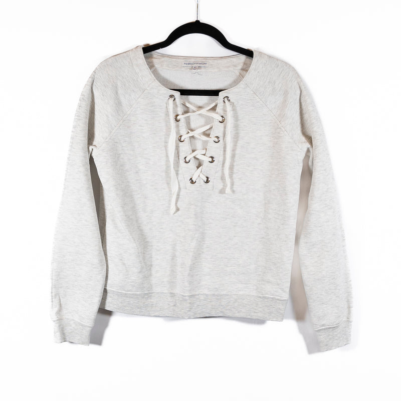 Rebecca Minkoff Raquel Lace Up Crew Neck Pullover Long Sleeve Sweatshirt Sweater