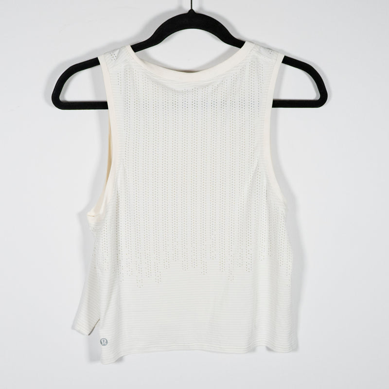 Lululemon Women's Train To Be Tank Stripe Rain Perforated Top Solid White Small&nbsp;