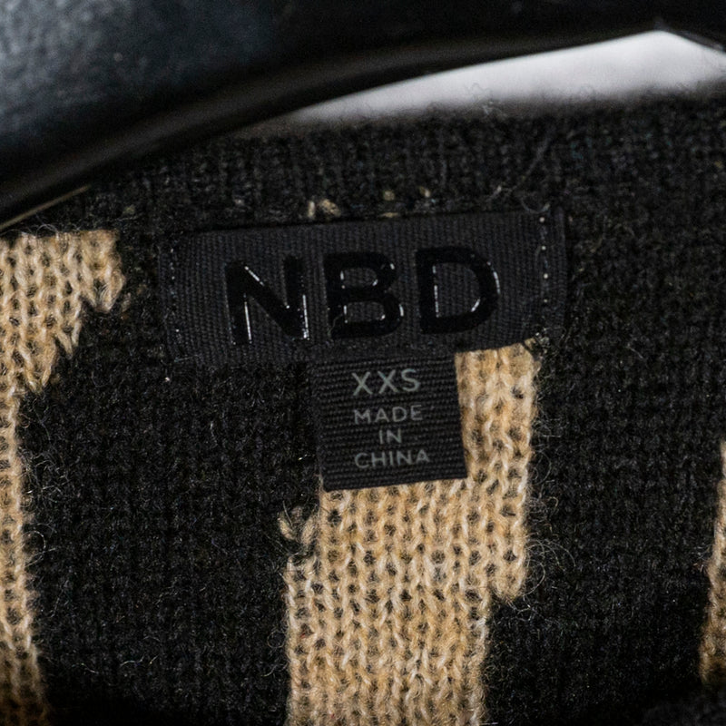 NBD Olivia Wool Blend Cut Out One Shoulder Zebra Animal Print Pattern Sweater