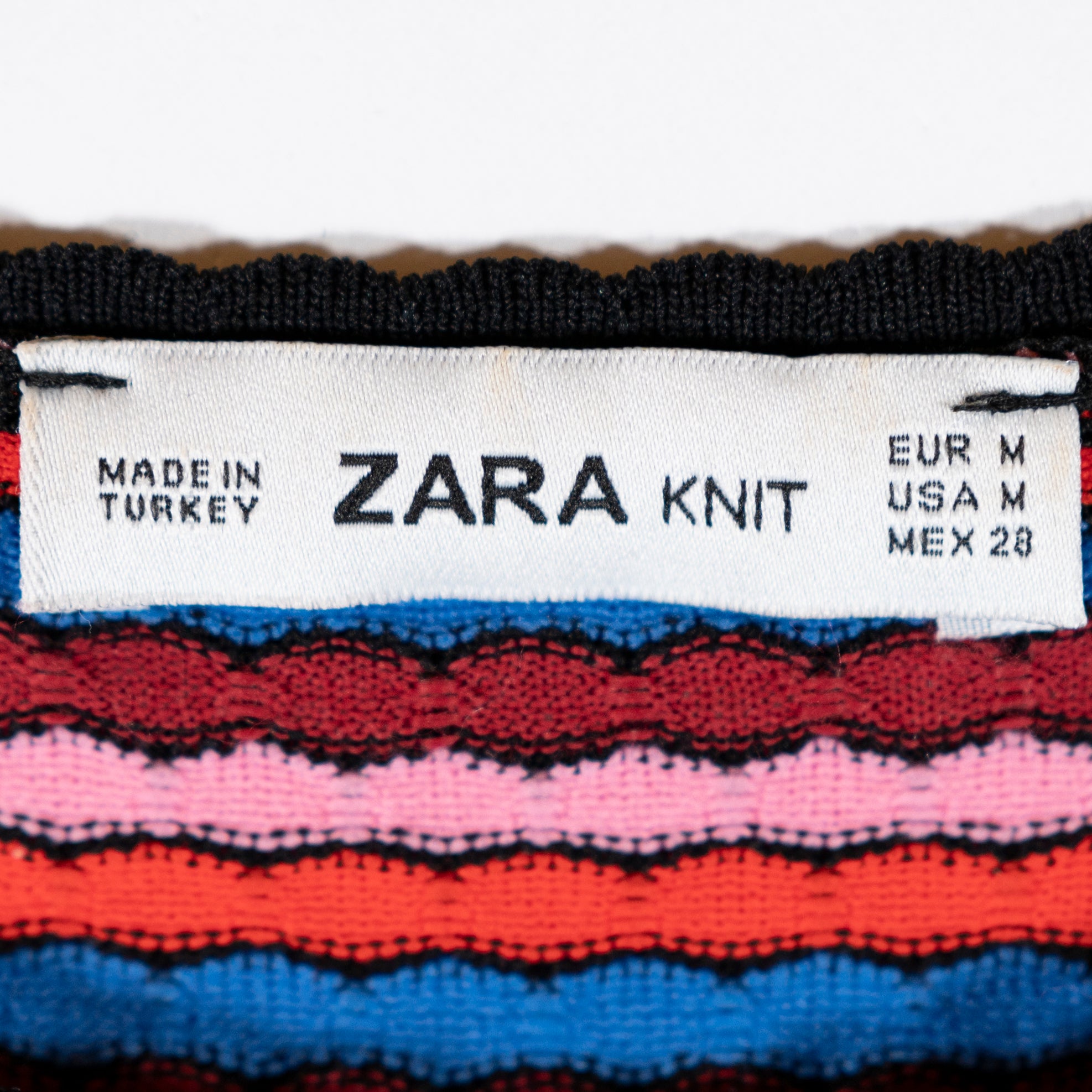 Zara Knit Women's Multi Color Textured Crew Neck Long Sleeve Pullover Sweater M