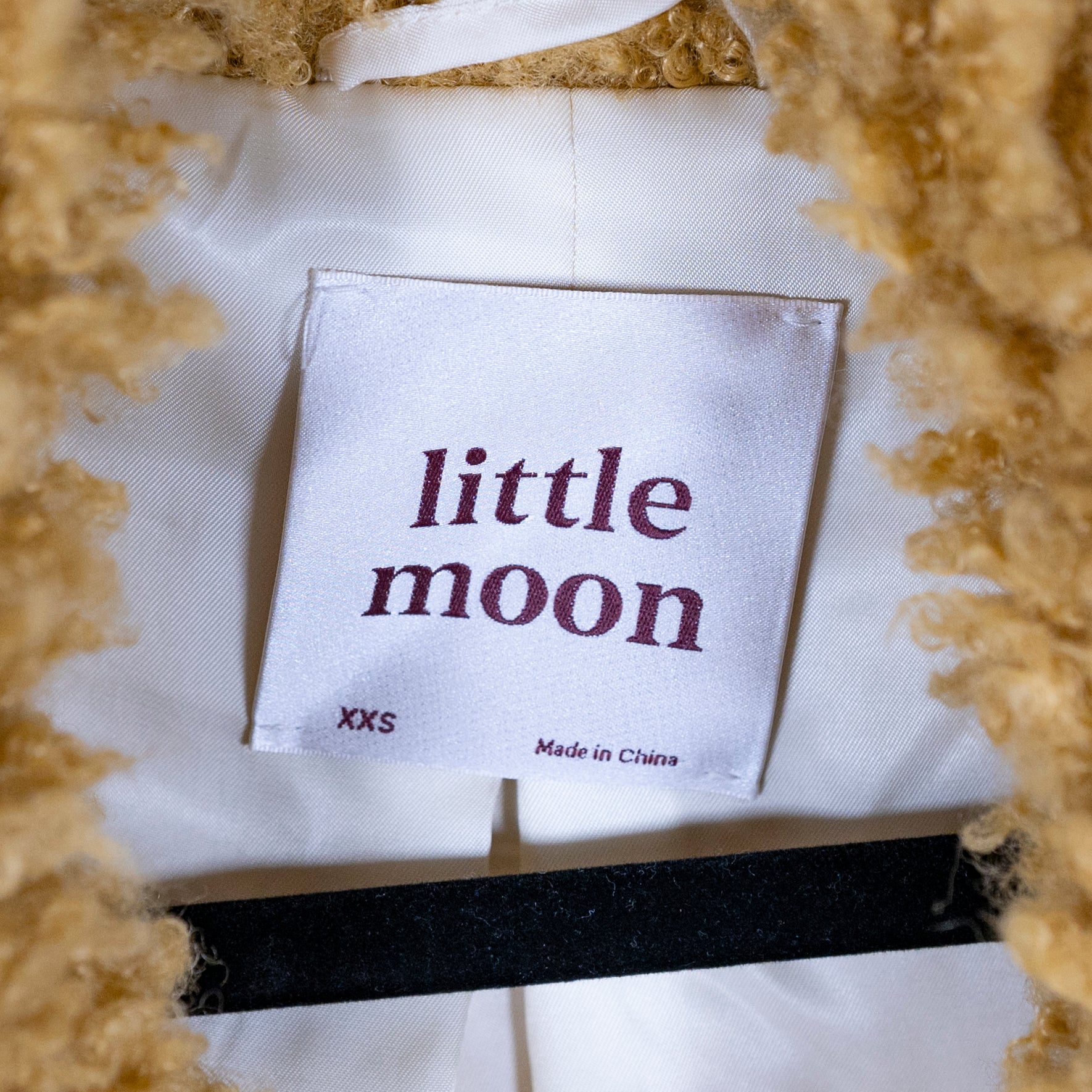 Little Moon Faux Vegan Shaggy Fur Open Front Collared Jacket Yellow XXS