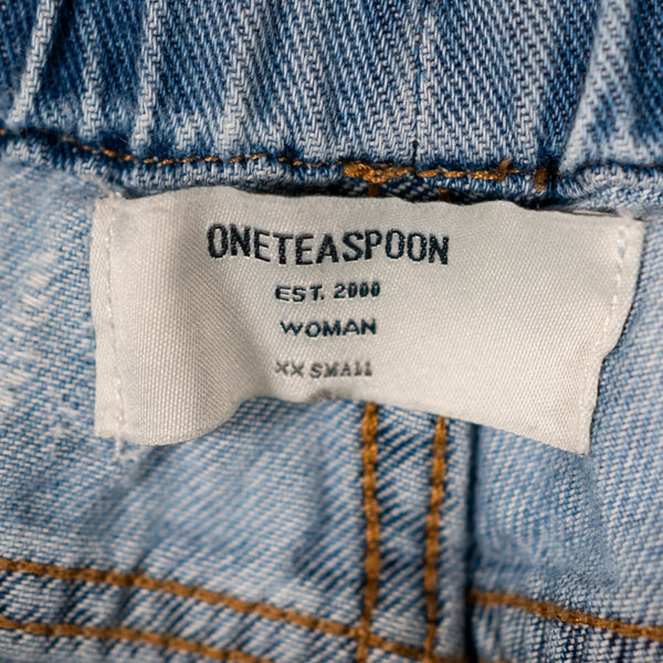 One Teaspoon Shabbies Drawstring Boyfriend Cotton Straight Leg Jeans Hustler XXS