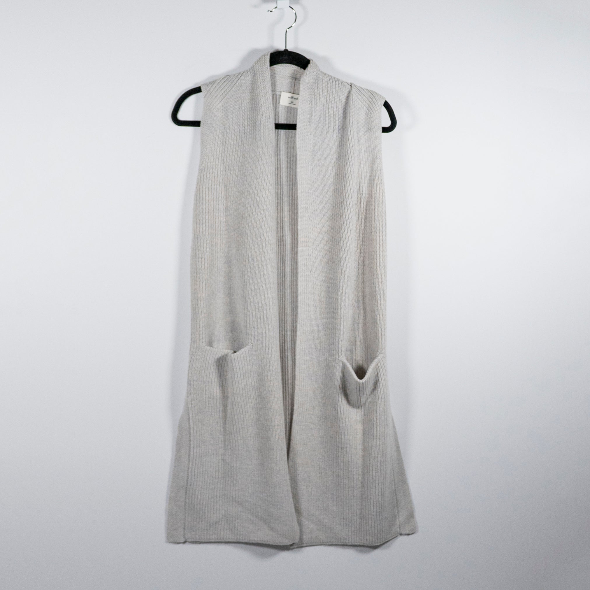 Wilfred Aritzia Olivie Wool Open Front Sleeveless Cardigan Sweater Gray XXS